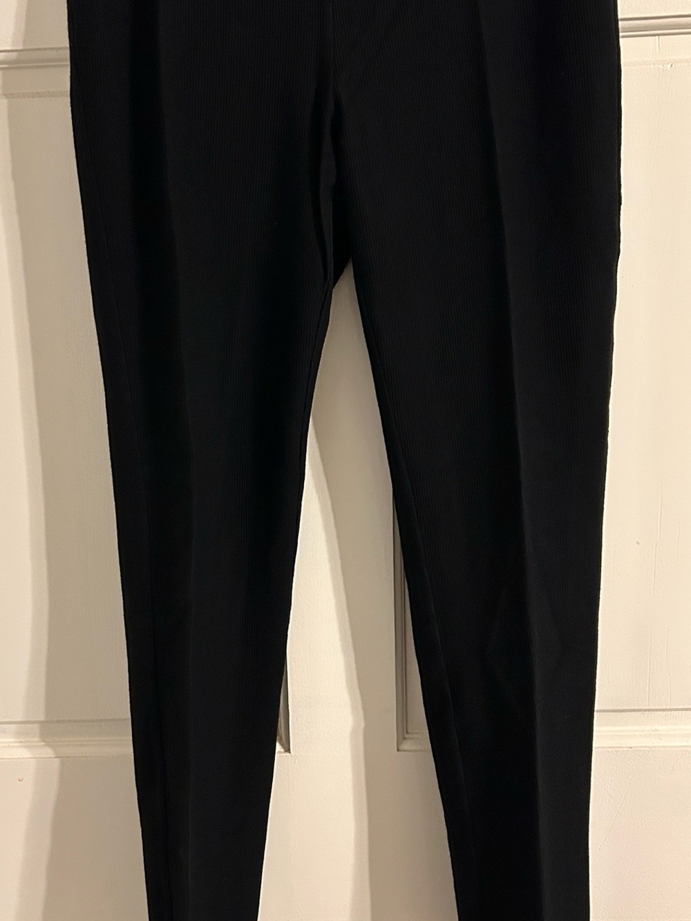 Eileen Fisher Black Ribbed Knit Stretch Dress Pants Minimalist